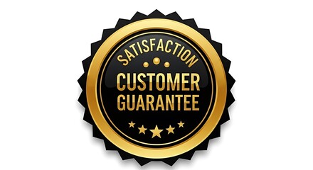 Elegant black and gold oval badge symbolizing customer satisfaction and guarantee
