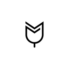 abstract double M logo, simple floral design