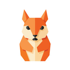 Flat Design Origami Squirrel Head Illustration
