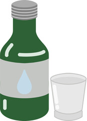 한국 술 소주와 소주잔