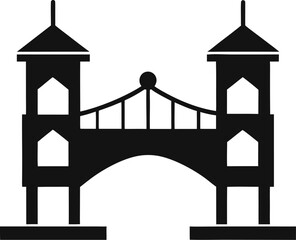 Bridge between two blocks – connection or integration. silhouette  vector black , white background  