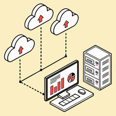 Cloud computing data transfer and analysis with server and computer