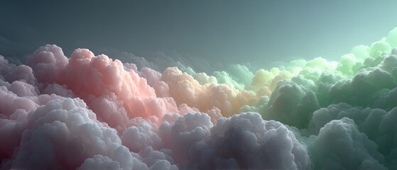 Fractal Cloudscape with Soft Pastel Hues and Ethereal Glow at Dawn