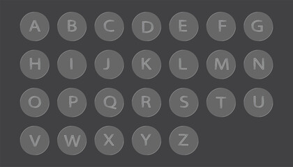 Liquid Glass Effect All Alphabet A–Z in Circular Design on Dark Background