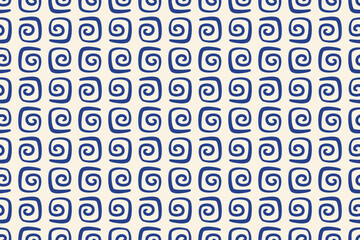 La dolce vita Wallpaper. Boho texture. Mediterranean Seamless pattern. Hand drawn mosaic design with spirals. Vector for textile, interior, branding, prints