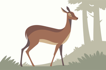 Elegant Deer in Natural Woodland Setting - Stylized Wildlife Art