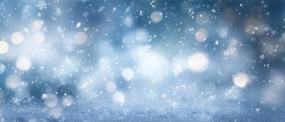 The Snowflakes Creating a Soft Winter Bokeh Scene with Sparkling Falling Snow
