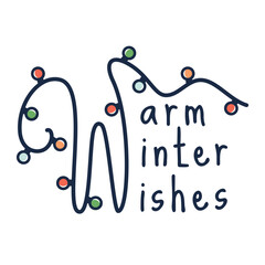 Cute Christmas lettering. Xmas caligraphy text decorated color Christmas light. Festive quote. Holiday clipart. Vector illustration for greeting cards, invitations, holiday