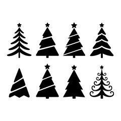 Obraz premium Set of christmas tree icons isolated on white background for holiday decoration
