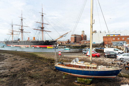 HMS Warrior and the slipway near the Portsmouth Historic dockyard