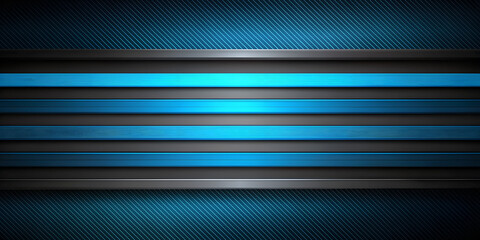 Fototapeta premium Futuristic metallic background with blue neon glow, perforated texture, carbon fiber stripes. High-tech abstract for banners, wallpapers, tech designs, presentations.