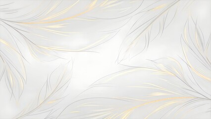 White Feather Luxury Texture Background 8K Seamless Gold