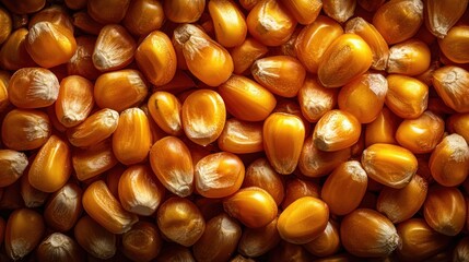 Ultra macro view of raw corn kernels filling frame showing natural texture and detail.