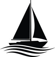 Serene ocean waves rendered in a minimalist clean black vector graphic ideal for sophisticated travel branding and coastal themed design projects