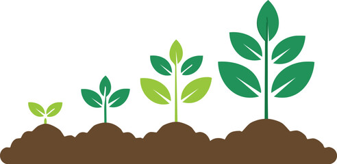 Young sprouts growing into healthy plants showing natural progress and life cycle from seedling to maturity symbolizing growth