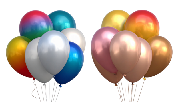 3D Colorful Party Balloons Pair isolated on transparent background