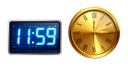 3D Countdown Clock Midnight Duo isolated on transparent background