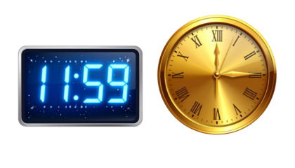 3D Countdown Clock Midnight Duo isolated on transparent background