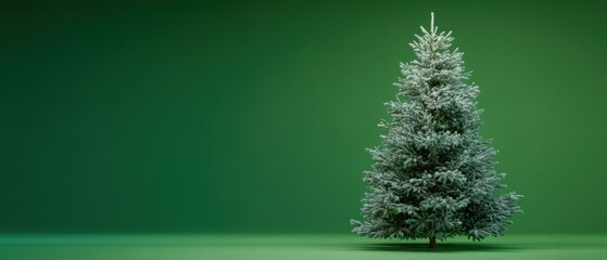 The Christmas tree standing alone on a clean green studio background