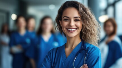 Confident female nurse with stethoscope in hospital