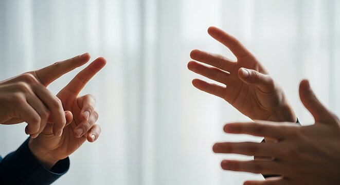 Hands Engaged in Conversation Showing Gesture and Interaction in Bright Indoor Setting