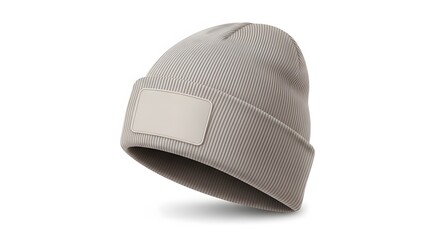 Vector mockup of a winter beanie hat in neutral winter color palette