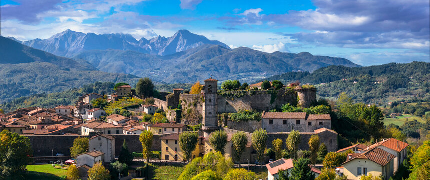 Italy, Tuscany most beautiful medieval villages - Castiglione di Garfagnana, province of Lucca. italian tourism, traditional tuscan villages.