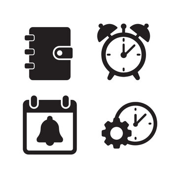 Modern time management and productivity icons for business and planning