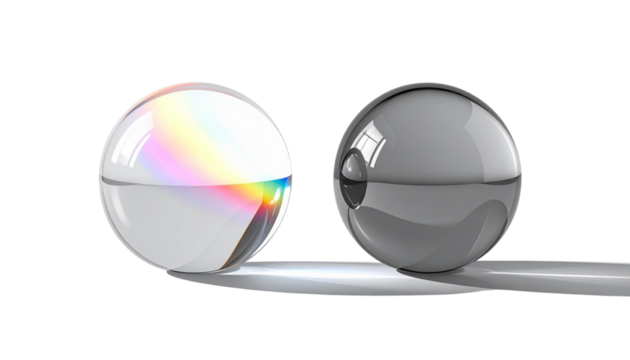 3D Glossy Glass Orbs Collection isolated on transparent background - Powered by Adobe