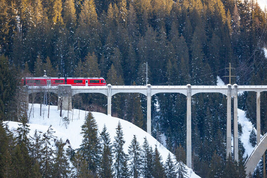 Red Express Winter Season Photo, Lago di Bianco Graubunden,  Switzerland