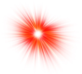 Fiery cosmic phenomenon with glowing rays isolated on transparent background