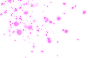 Abstract glowing pink particles floating in space isolated on transparent background