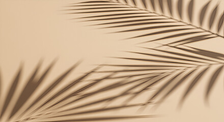 Fototapeta premium Soft palm leaf shadows create a serene, minimalist backdrop perfect for tranquil design projects and natural wellness branding