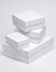 Isolated stack of brown shipping cartons on white, perfect for emphasizing packaging and clean product presentation. Stacking Present birthday box and brown box in white background and for industry