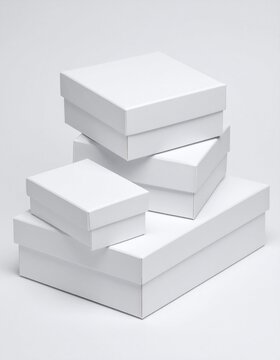 Isolated stack of brown shipping cartons on white, perfect for emphasizing packaging and clean product presentation. Stacking Present birthday box and brown box in white background and for industry