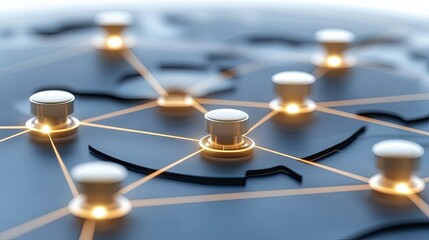 The design features an abstract world map with intricate details, showcasing global network connections, set against a bright white backdrop