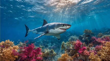 Fototapeta premium shark swimming in the sea water