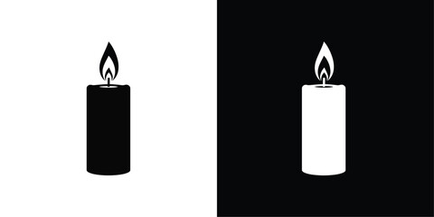 Burning Candle Vector, Black and White Spiritual Light Symbol Representing Peace, Meditation, and Religious Faith