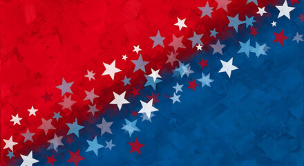 Red and Blue Star Background Patriotic American Stars in Diagonal Composition, Perfect for Designs