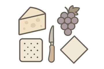 Assortment of cheese, grapes, and crackers served on a wooden snack board