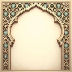 An Islamic background with intricate floral and geometric gold patterns