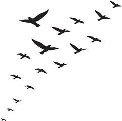 Fototapeta premium Flying birds silhouette in the sky minimalist vector illustration