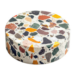 Colorful terrazzo cylinder isolated on transparent background