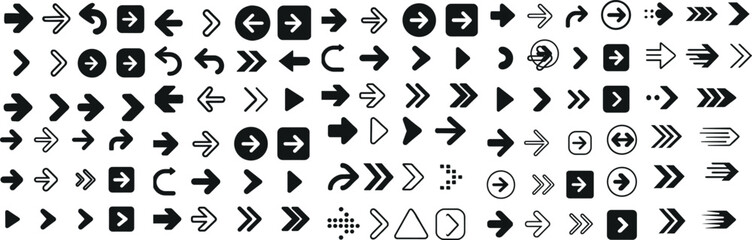 Arrow Icons Set Vector Collection Black Direction Symbols