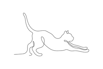 cat doing stretching exercise, cute doodle illustration
