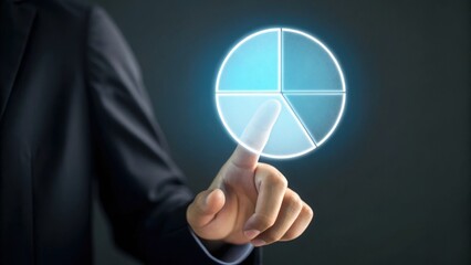 Fototapeta premium Touching Floating Holographic Chart with Fingers in Business Setting