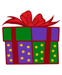 Festive Christmas Gift Box Vector – Holiday Present with Red Bow and Green Wrapping