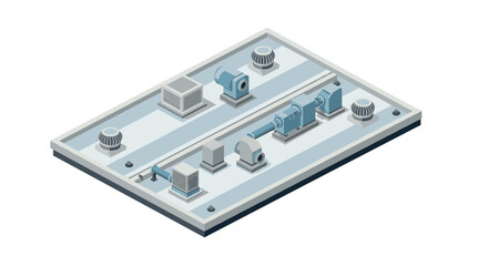 Isometric hvac system layout with industrial ventilation components