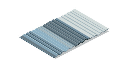 Isometric roofing sheet design in gradient blue shades for construction projects
