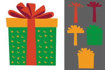 Christmas Gift Box Papercut Template – Laser Cut SVG of Holiday Present with Bow